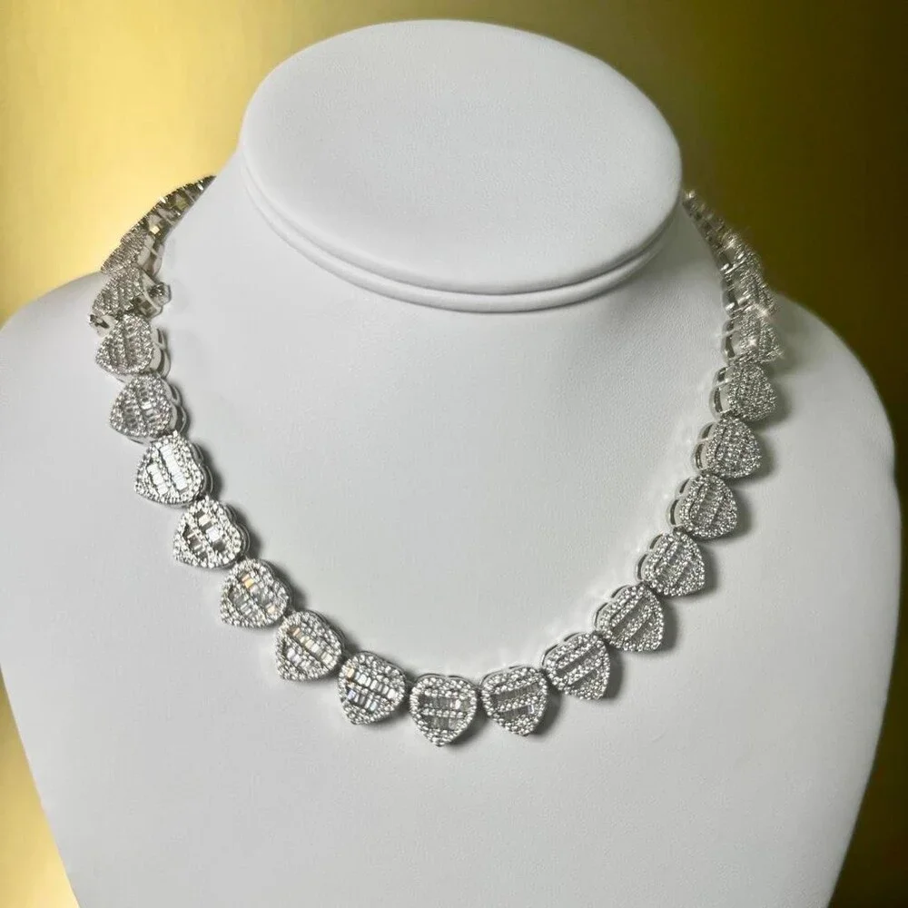 Iced Out Heart Necklace 16 Inch 4 Ea 4